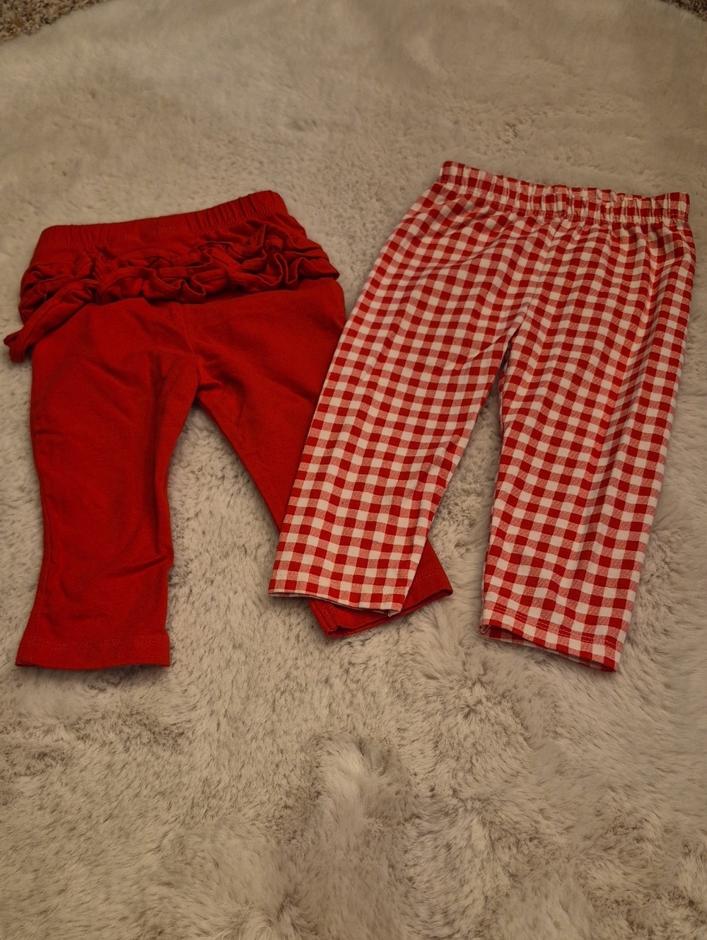 Bundles Baby Red Ruffle Leggings + Red Gingham Leggings Set 6 - 9 Months